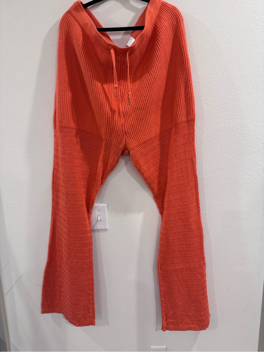 Wide Leg Knit Pants in Coral Orange